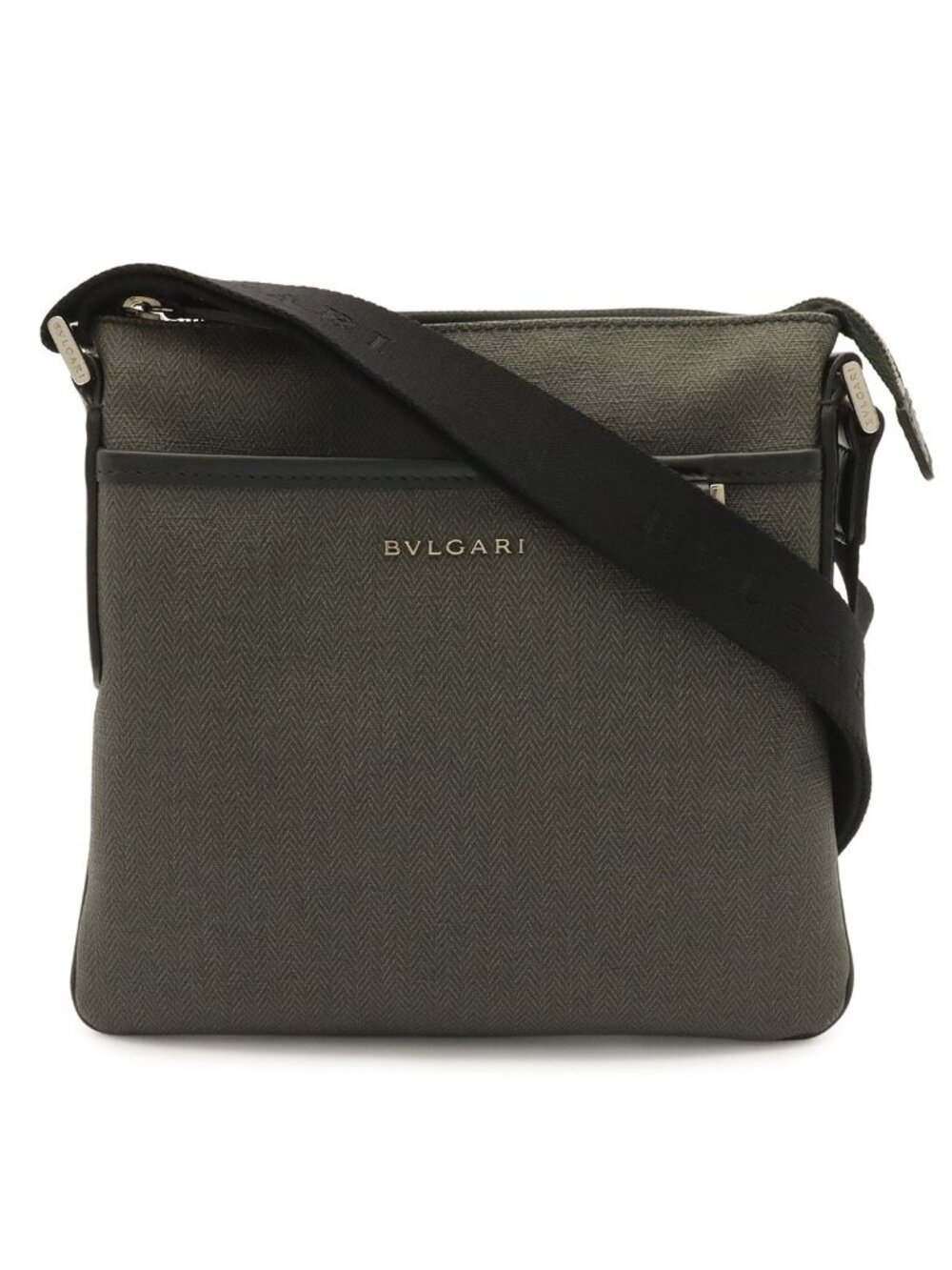 Bvlgari Weekend Shoulder Bag Crossbody Leather Dark Gray Black